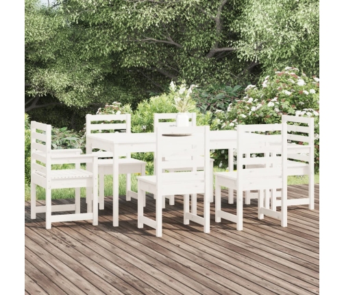 Juego de comedor de jardín 7 piezas madera maciza pino blanco