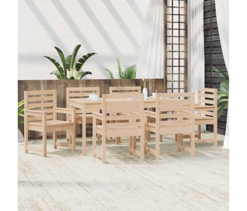 Juego de comedor de jardín 7 piezas madera maciza de pino