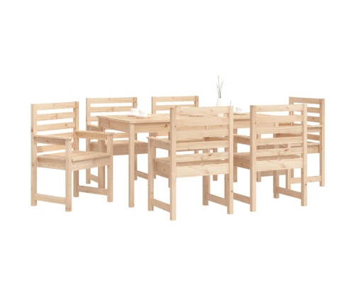 Juego de comedor de jardín 7 piezas madera maciza de pino