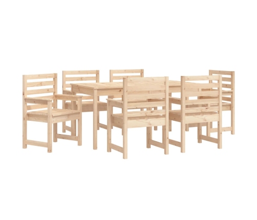 Juego de comedor de jardín 7 piezas madera maciza de pino