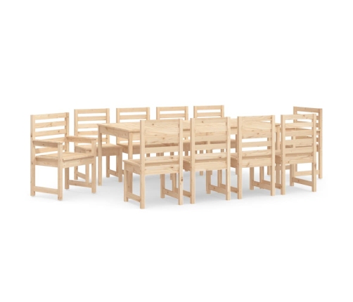 Juego de comedor de jardín 11 piezas madera maciza de pino