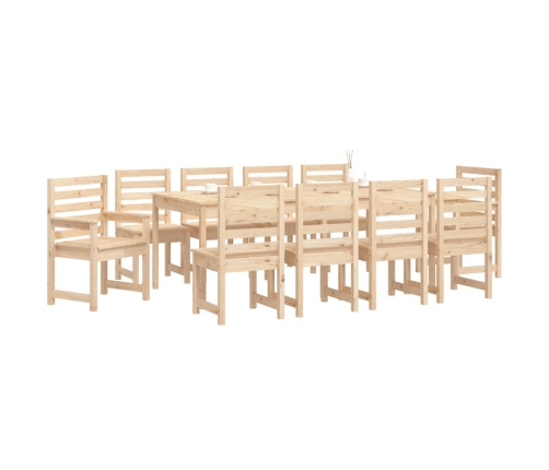 Juego de comedor de jardín 11 piezas madera maciza de pino