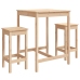 Set de mesa y taburetes altos 3 piezas madera maciza de pino