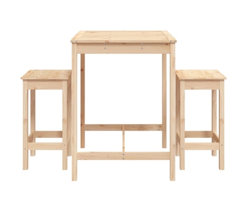 Set de mesa y taburetes altos 3 piezas madera maciza de pino