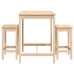 Set de mesa y taburetes altos 3 piezas madera maciza de pino