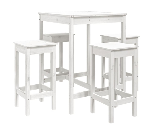 Set de mesa y taburetes altos jardín 5 pzas madera pino blanco