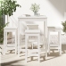 Set de mesa y taburetes altos jardín 5 pzas madera pino blanco
