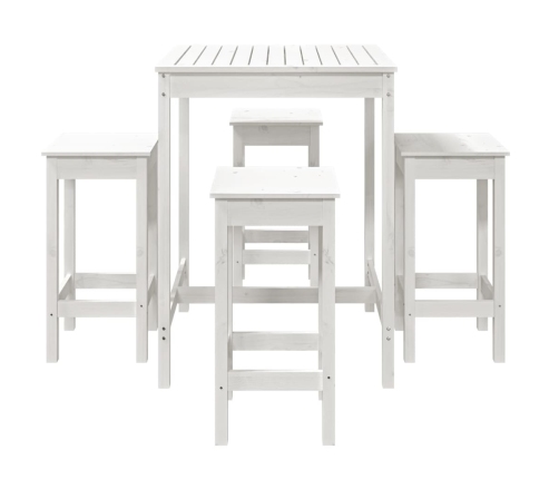 Set de mesa y taburetes altos jardín 5 pzas madera pino blanco