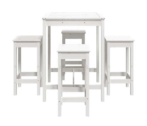 Set de mesa y taburetes altos jardín 5 pzas madera pino blanco