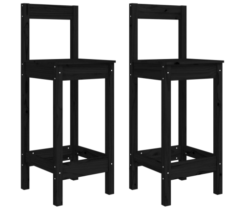 Set de mesa y taburetes altos jardín 3 pzas madera pino negro