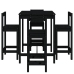 Set de mesa y taburetes altos jardín 5 piezas madera pino negro
