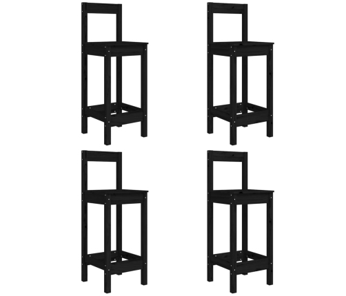 Set de mesa y taburetes altos jardín 5 piezas madera pino negro