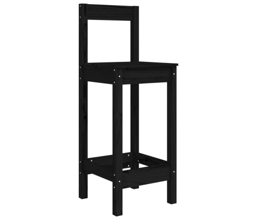 Set de mesa y taburetes altos jardín 5 piezas madera pino negro