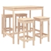Set de mesa y taburetes altos jardín 5 pzas madera maciza pino