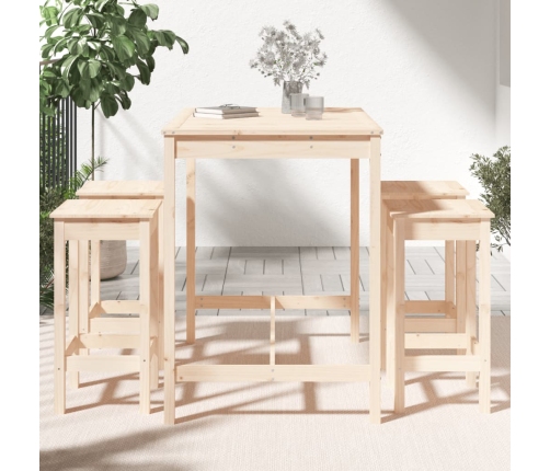 Set de mesa y taburetes altos jardín 5 pzas madera maciza pino