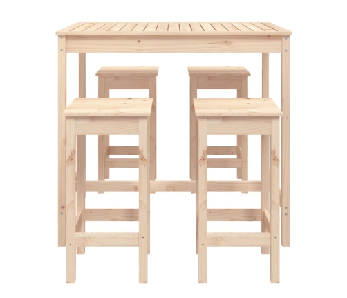 Set de mesa y taburetes altos jardín 5 pzas madera maciza pino