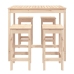 Set de mesa y taburetes altos jardín 5 pzas madera maciza pino