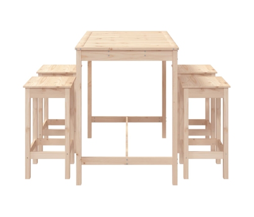 Set de mesa y taburetes altos jardín 5 pzas madera maciza pino