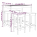 Set de mesa y taburetes altos jardín 5 pzas madera maciza pino