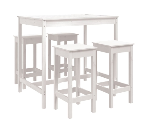 Set de mesa y taburetes altos jardín 5 pzas madera pino blanco
