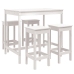 Set de mesa y taburetes altos jardín 5 pzas madera pino blanco