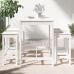 Set de mesa y taburetes altos jardín 5 pzas madera pino blanco