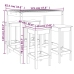 Set de mesa y taburetes altos jardín 5 pzas madera pino blanco