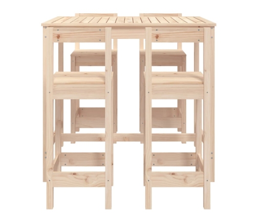 Mesa y taburetes altos jardín 5 piezas madera maciza de pino