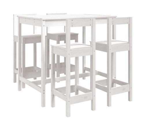 Set de mesa y taburetes altos jardín 5 pzas madera pino blanco