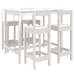 Set de mesa y taburetes altos jardín 5 pzas madera pino blanco