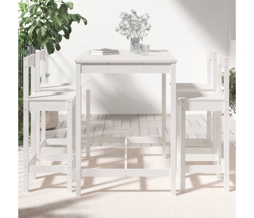 Set de mesa y taburetes altos jardín 5 pzas madera pino blanco