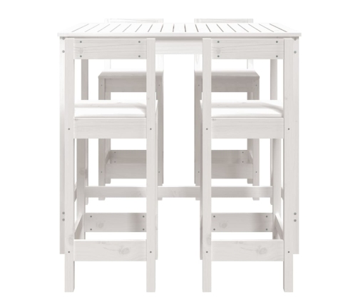 Set de mesa y taburetes altos jardín 5 pzas madera pino blanco