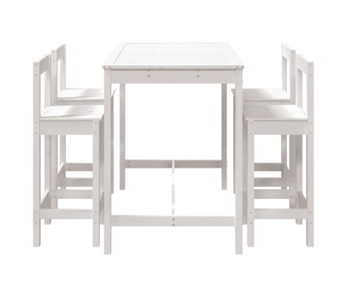 Set de mesa y taburetes altos jardín 5 pzas madera pino blanco