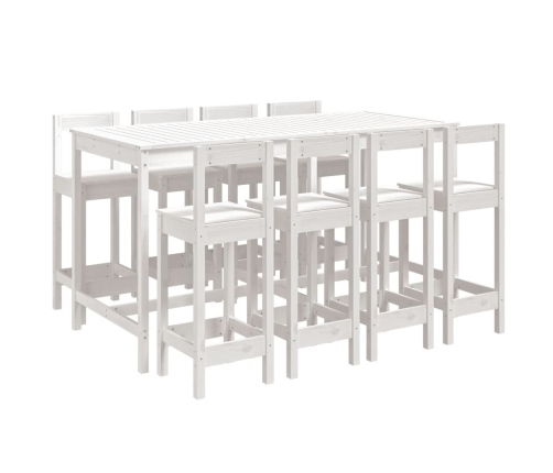 Mesa y taburetes altos jardín 9 pzas madera maciza pino blanco