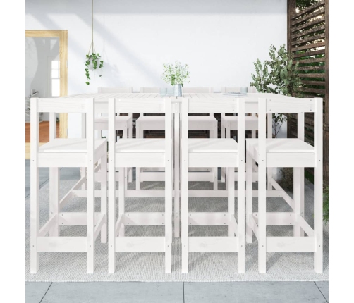 Mesa y taburetes altos jardín 9 pzas madera maciza pino blanco