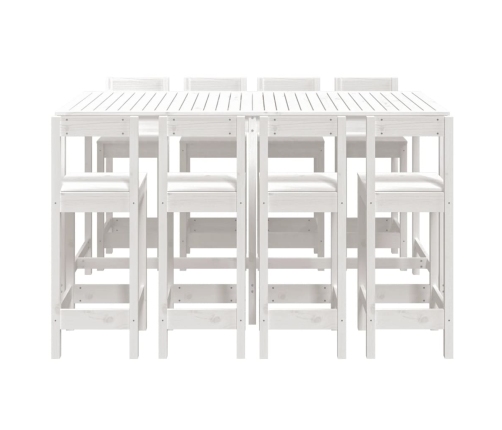 Mesa y taburetes altos jardín 9 pzas madera maciza pino blanco