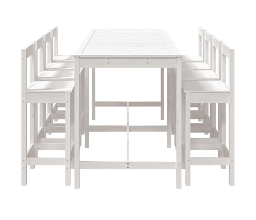 Mesa y taburetes altos jardín 9 pzas madera maciza pino blanco