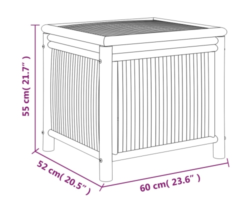 Caja de almacenaje de jardín bambú 60x52x55 cm