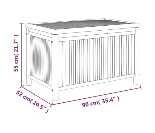 Caja de almacenaje de jardín bambú 90x52x55 cm