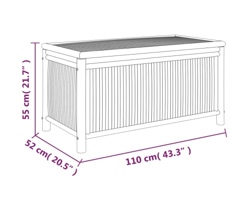 Caja de almacenaje de jardín bambú 110x52x55 cm