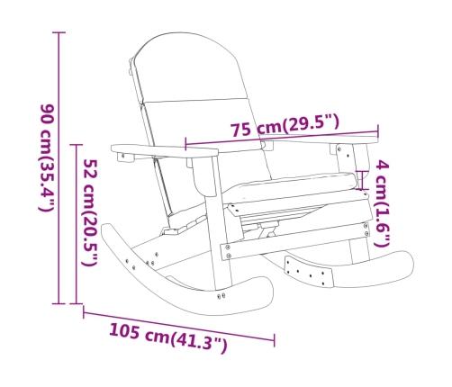 Silla mecedora Adirondack con cojines madera maciza acacia