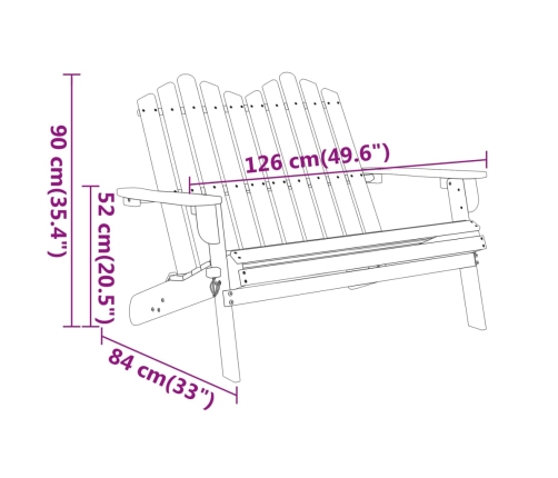 Banco de jardín Adirondack madera maciza acacia 126 cm