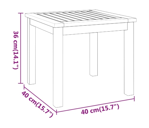 Mesa de centro de madera maciza de acacia 40x40x36 cm