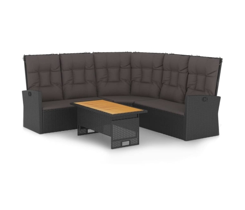 Set de muebles de jardín 2 pzas y cojines ratán sintético negro