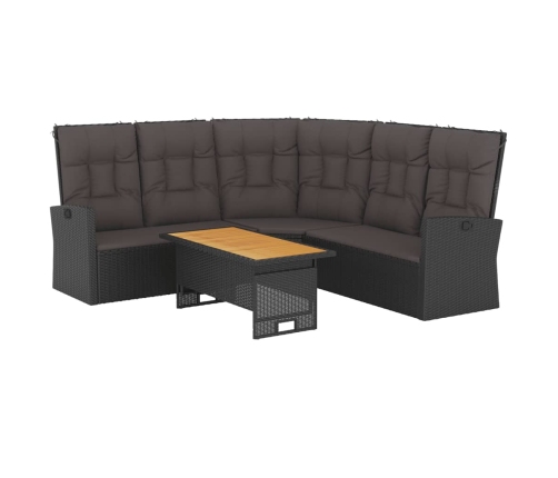 Set de muebles de jardín 2 pzas y cojines ratán sintético negro