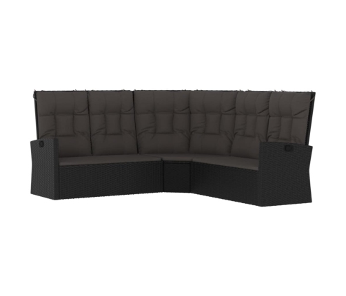 Set de muebles de jardín 2 pzas y cojines ratán sintético negro