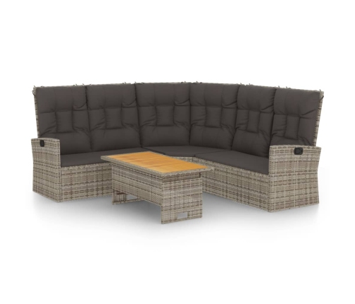 Set de muebles de jardín 2 pzas cojines ratán sintético gris