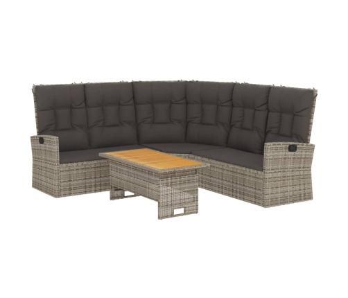 Set de muebles de jardín 2 pzas cojines ratán sintético gris