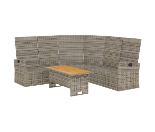 Set de muebles de jardín 2 pzas cojines ratán sintético gris