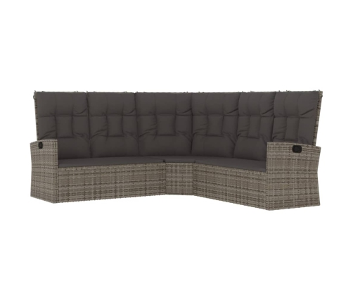 Set de muebles de jardín 2 pzas cojines ratán sintético gris